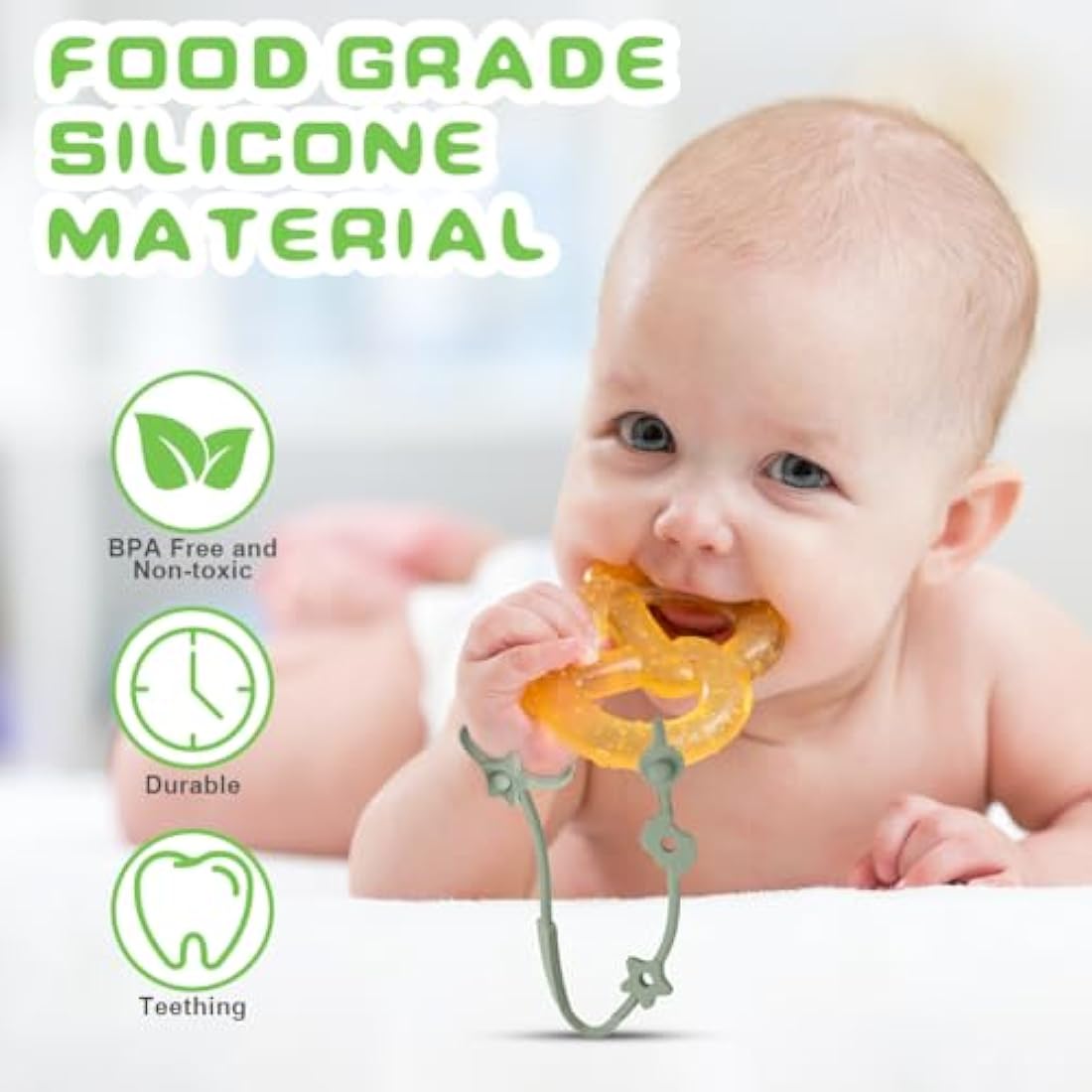 Vicloon 4Pcs Silicone Toy Safety Straps | Food Grade Pacifier Clips