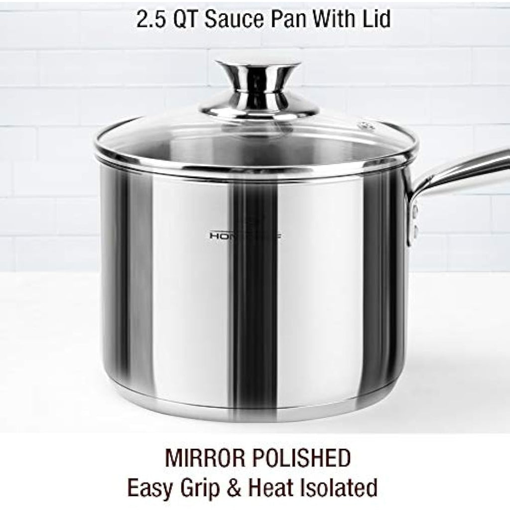 HOMICHEF 14-Piece Nickel Free Stainless Steel Cookware Set | Induction