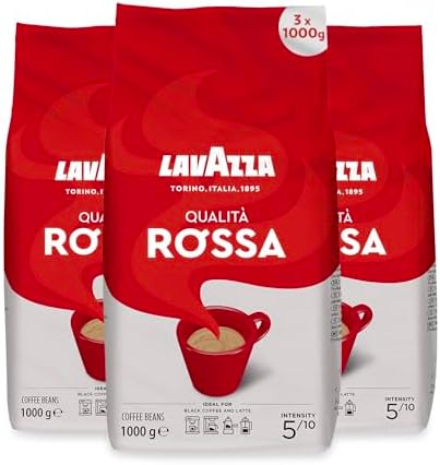 Lavazza Qualita Rossa Coffee Beans – Italian Espresso Blend – 3 x 1kg