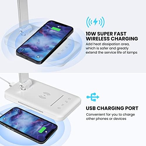 BIENSER LED Desk Lamp with 10W Wireless Charger and USB Port – 1200Lux