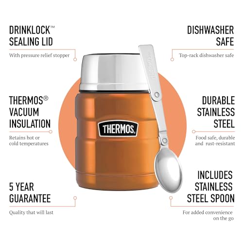 Thermos Stainless King Food Flask | 470ml Vacuum Insulated Copper