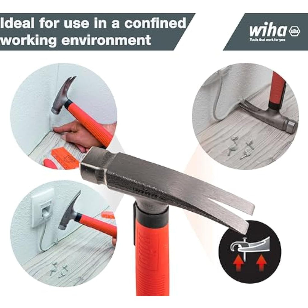 Wiha Electrician's Hammer – 300g Square & Round Head – Red Handle