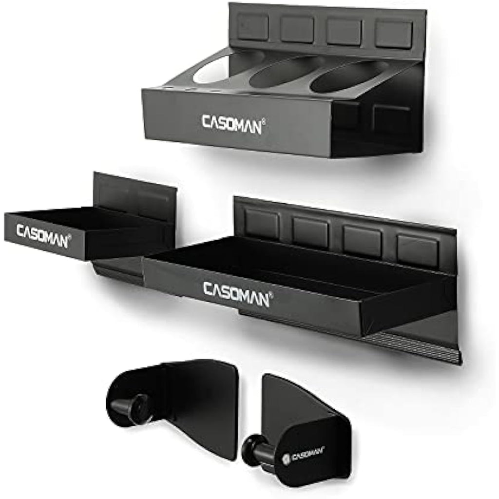 CASOMAN 4-Piece Magnetic Toolbox Shelf & Paper Towel Holder Set
