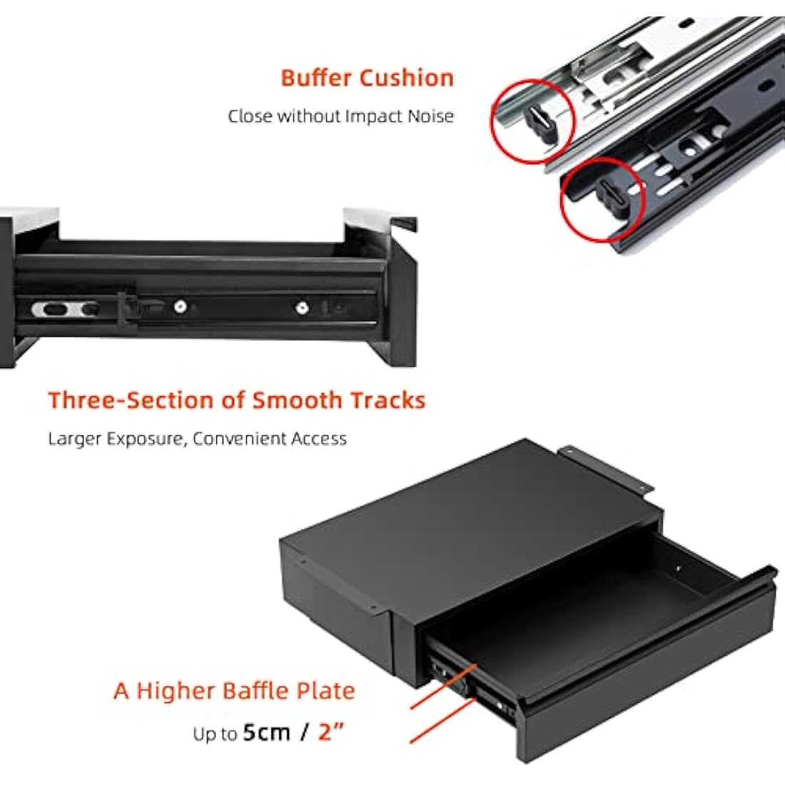 OSteed Large Under Desk Drawer – Metal Pull-Out Shelf Organizer