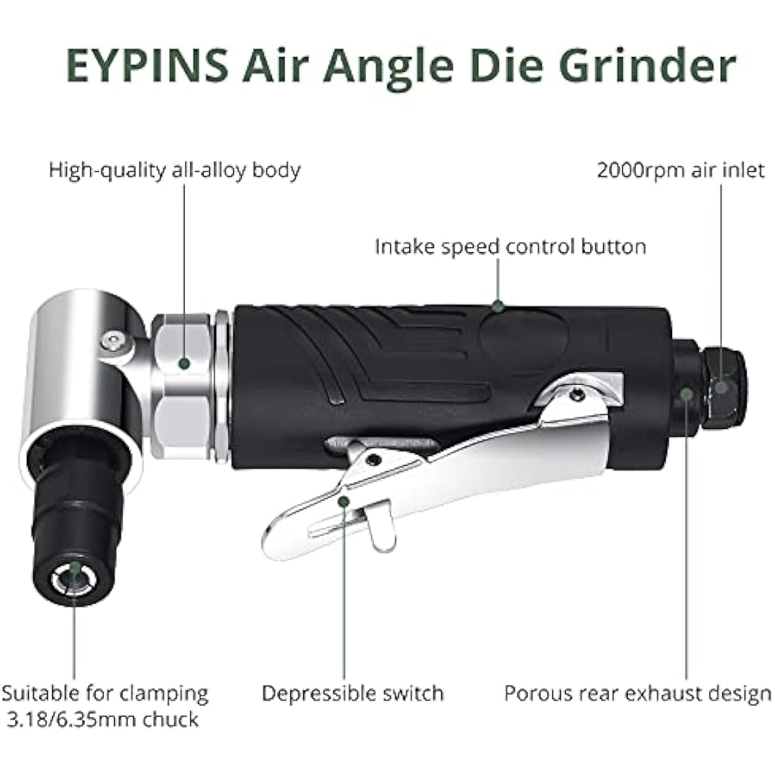 EYPINS Pneumatic Angle Die Grinder Kit | 20,000 RPM Air Polishing Tool