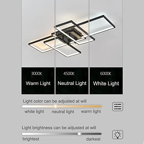 Becailyer Modern LED Flush Mount Ceiling Light | Dimmable 4-Square Black Lamp