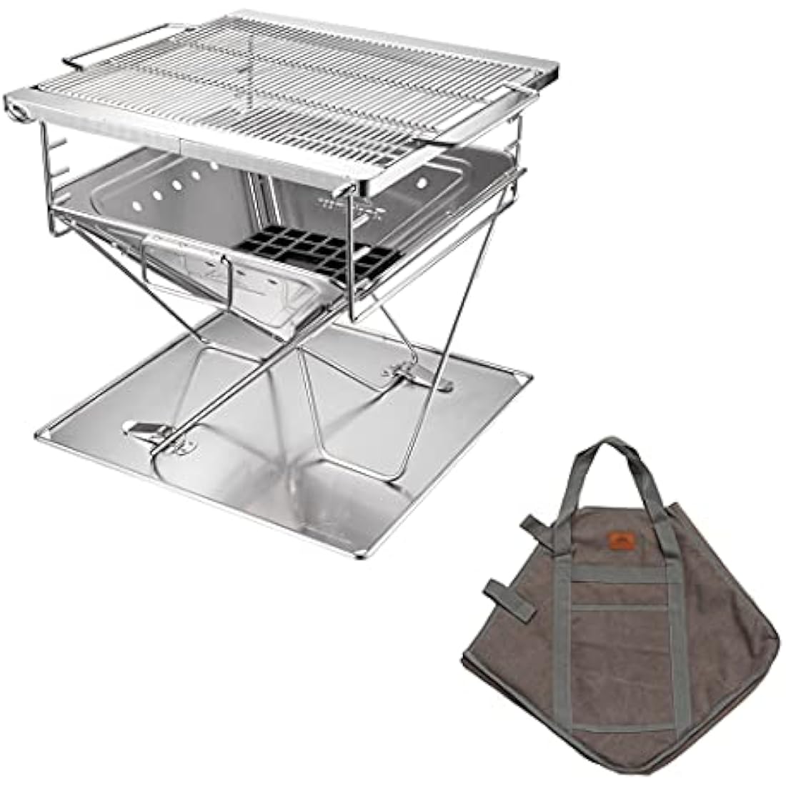 Campingmoon 3-in-1 Portable Stainless Steel Wood Burning Grill & Fire Pit