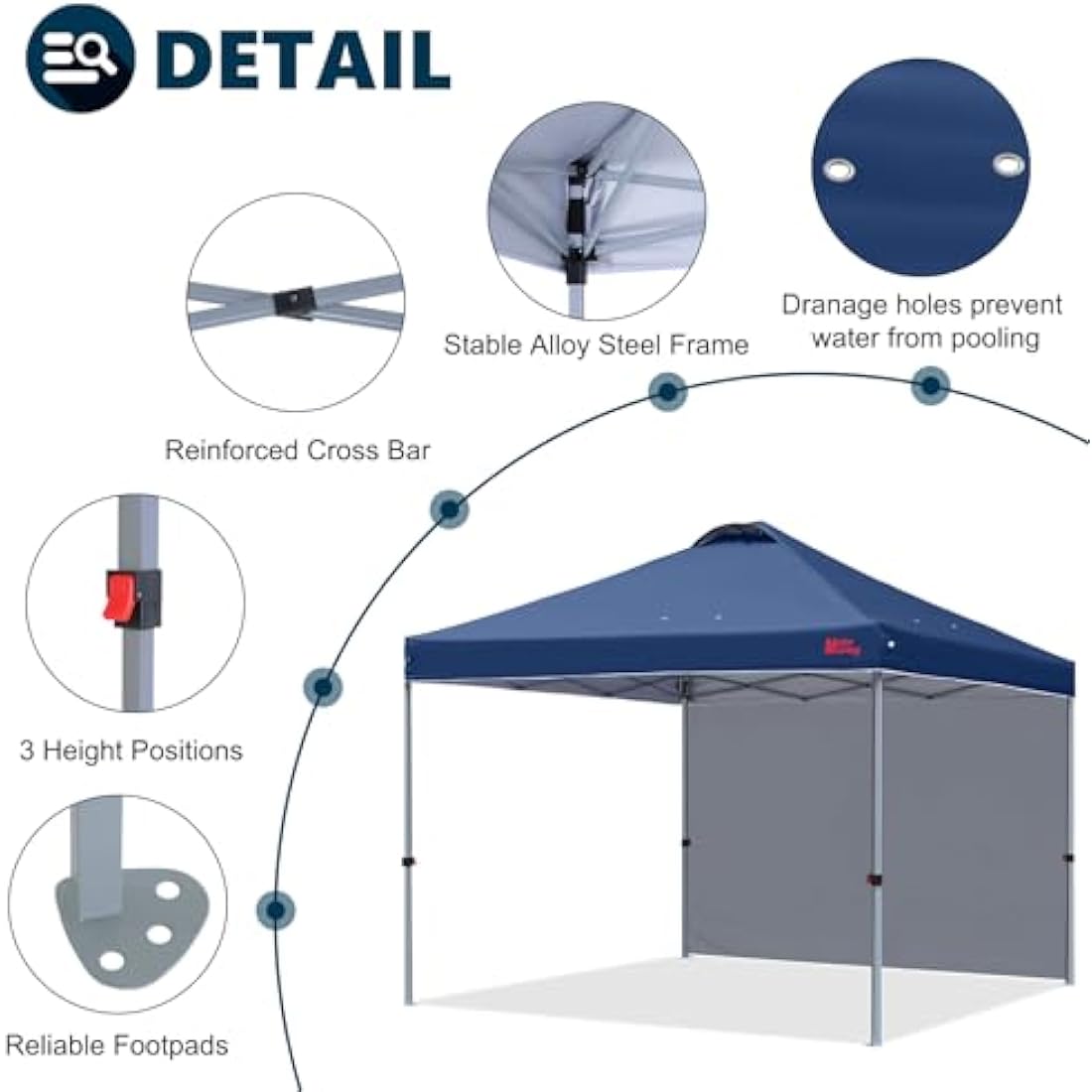 MasterCanopy 2.5x2.5M Pop-up Gazebo Tent with Sidewall - Navy Blue