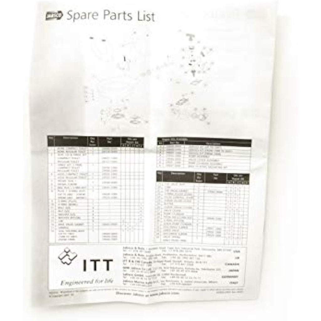Jabsco Twist N Lock Marine Manual Toilet Service Kit for 29090-0