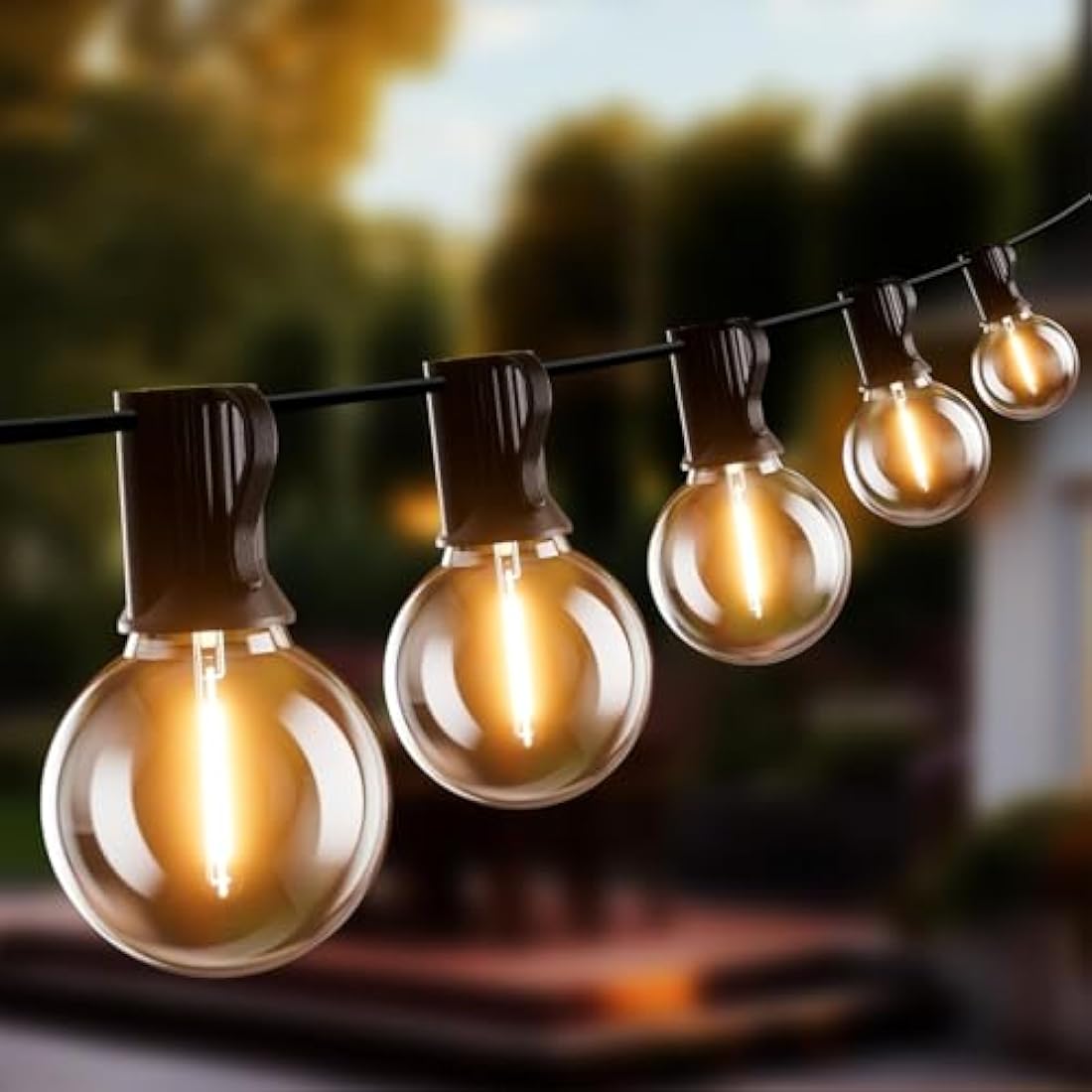 Yuucio 150FT LED Outdoor String Lights – Waterproof G40 Garden Festoon