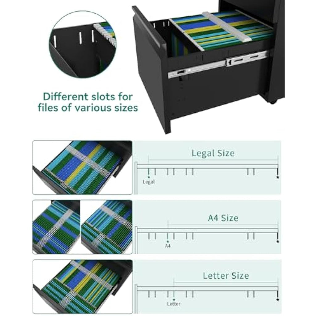 YITAHOME 3-Drawer Mobile File Cabinet | Lockable Steel Under Desk Storage