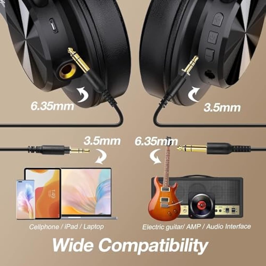 OneOdio A70 Over Ear DJ Headphones | 72H Wireless Studio Monitor