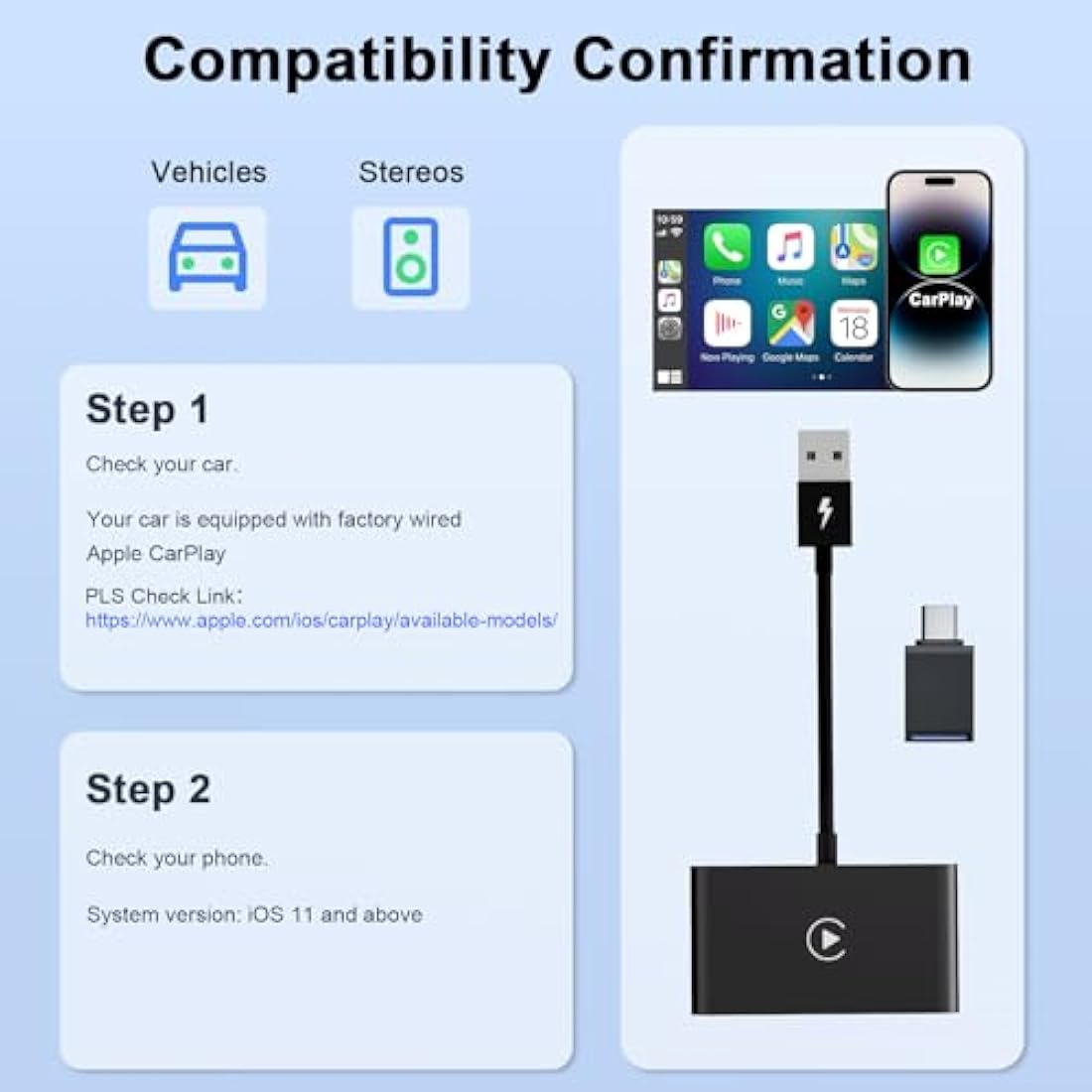 UWECAN Wireless CarPlay Adapter for iPhone – Stable 5GHz WiFi Dongle