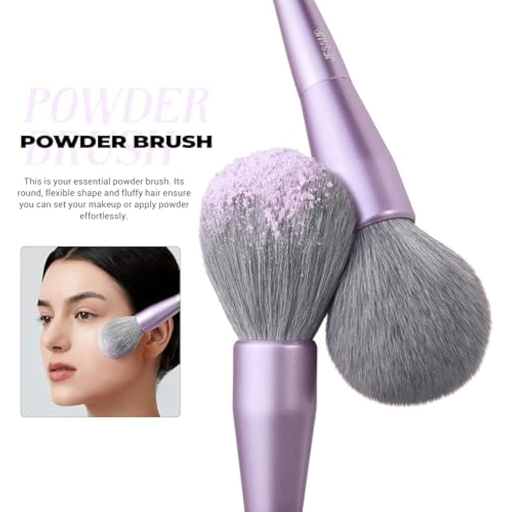 Jessup 5pcs Face Makeup Brush Set | Vegan Synthetic Purple T514