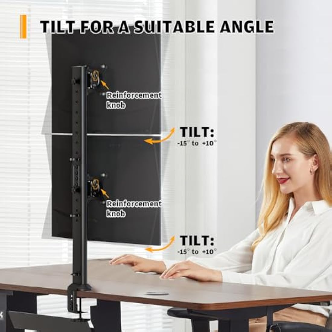 HEMUDU Dual Monitor Stand – Vertical Stack Desk Mount for 13-34 Inch Screens