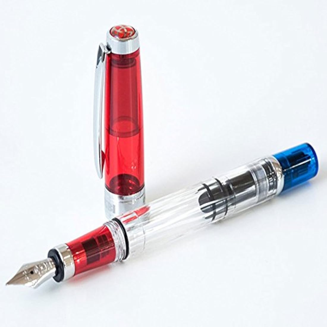TWSBI Diamond 580 RBT Fountain Pen – Transparent Blue & Red – Fine Nib