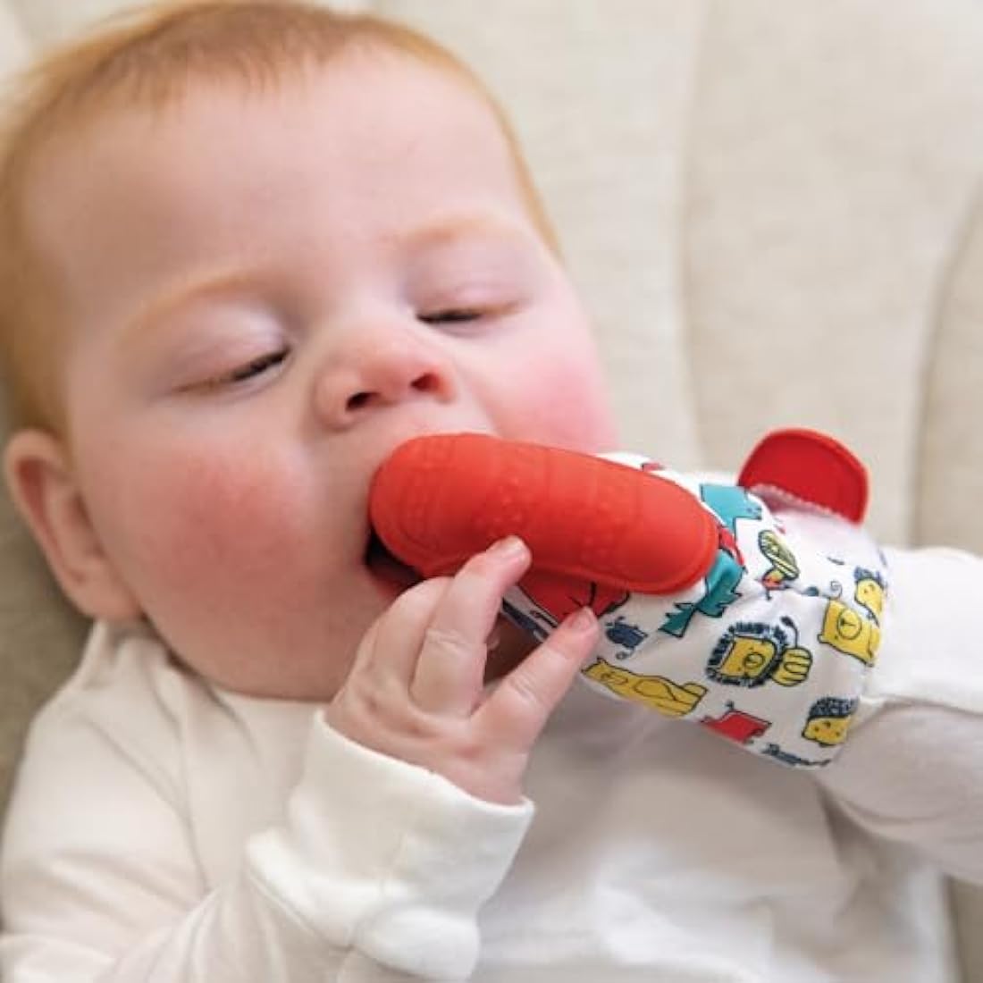 Nuby Teething Mitt – Red Monkey Silicone Teether for Sore Gums