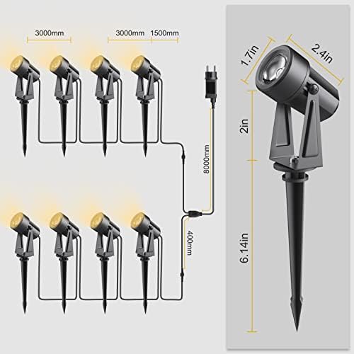 Bomcosy 92FT Mains Powered Garden Spotlights | IP65 Waterproof LED Lights