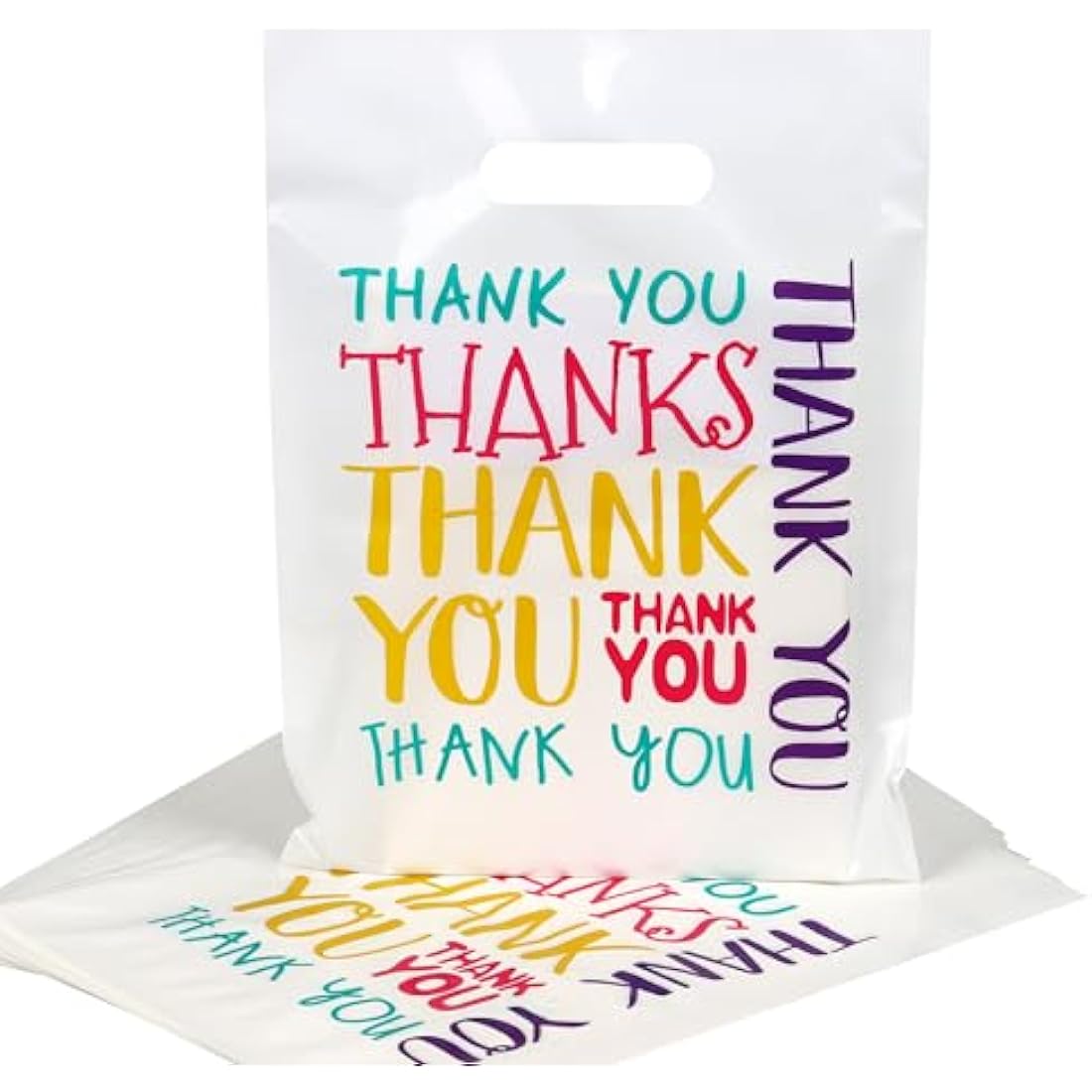 100 Pack Thank You Plastic Bags – 23x30cm Boutique Bags