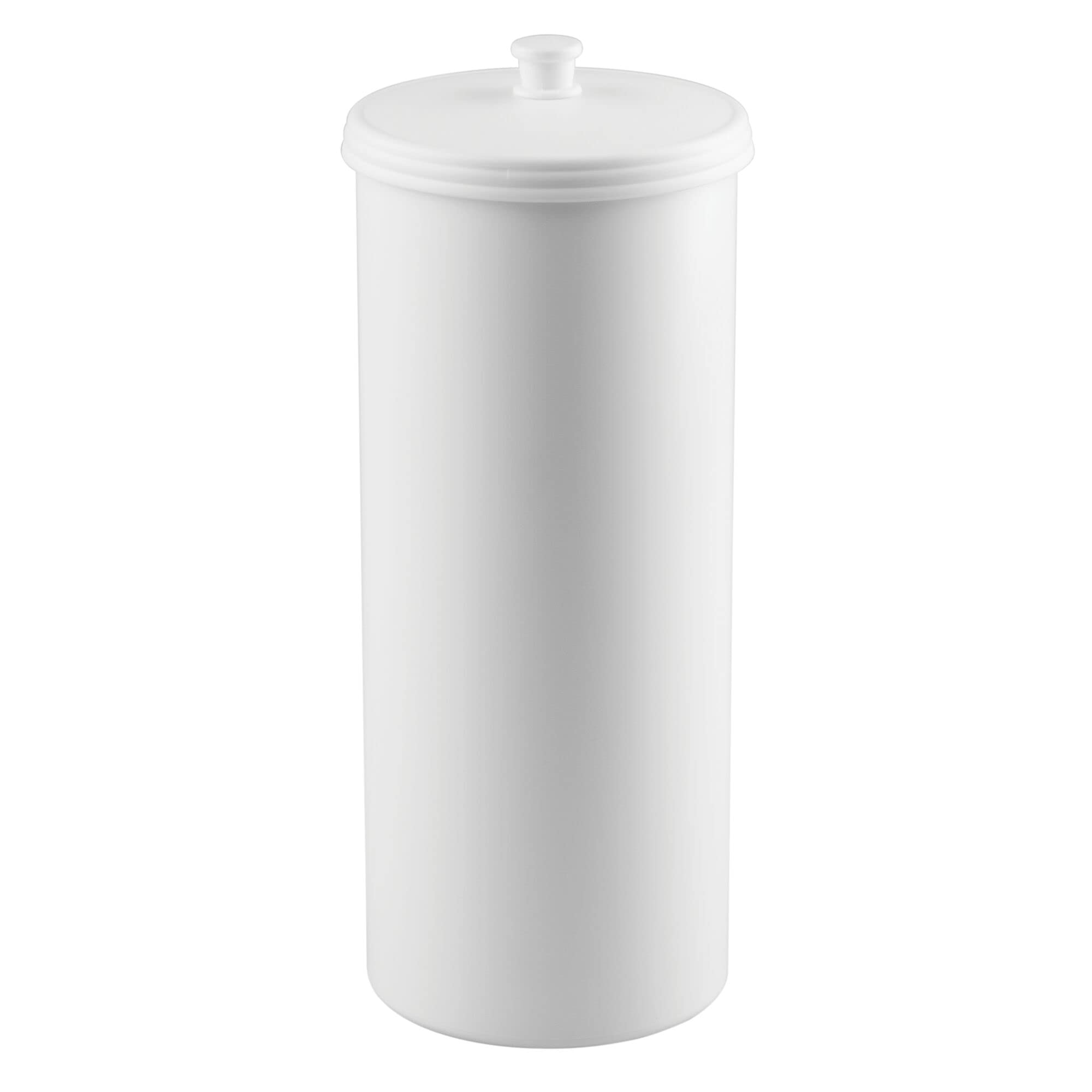 iDesign Kent Freestanding Toilet Roll Holder with Lid - White Plastic