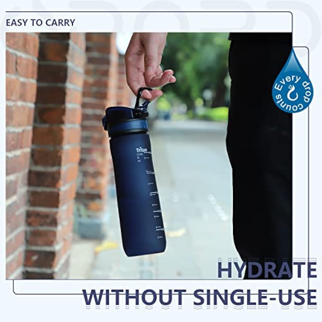 Opard Sports Water Bottle – 600ml BPA Free Tritan Plastic Leak Proof Lid