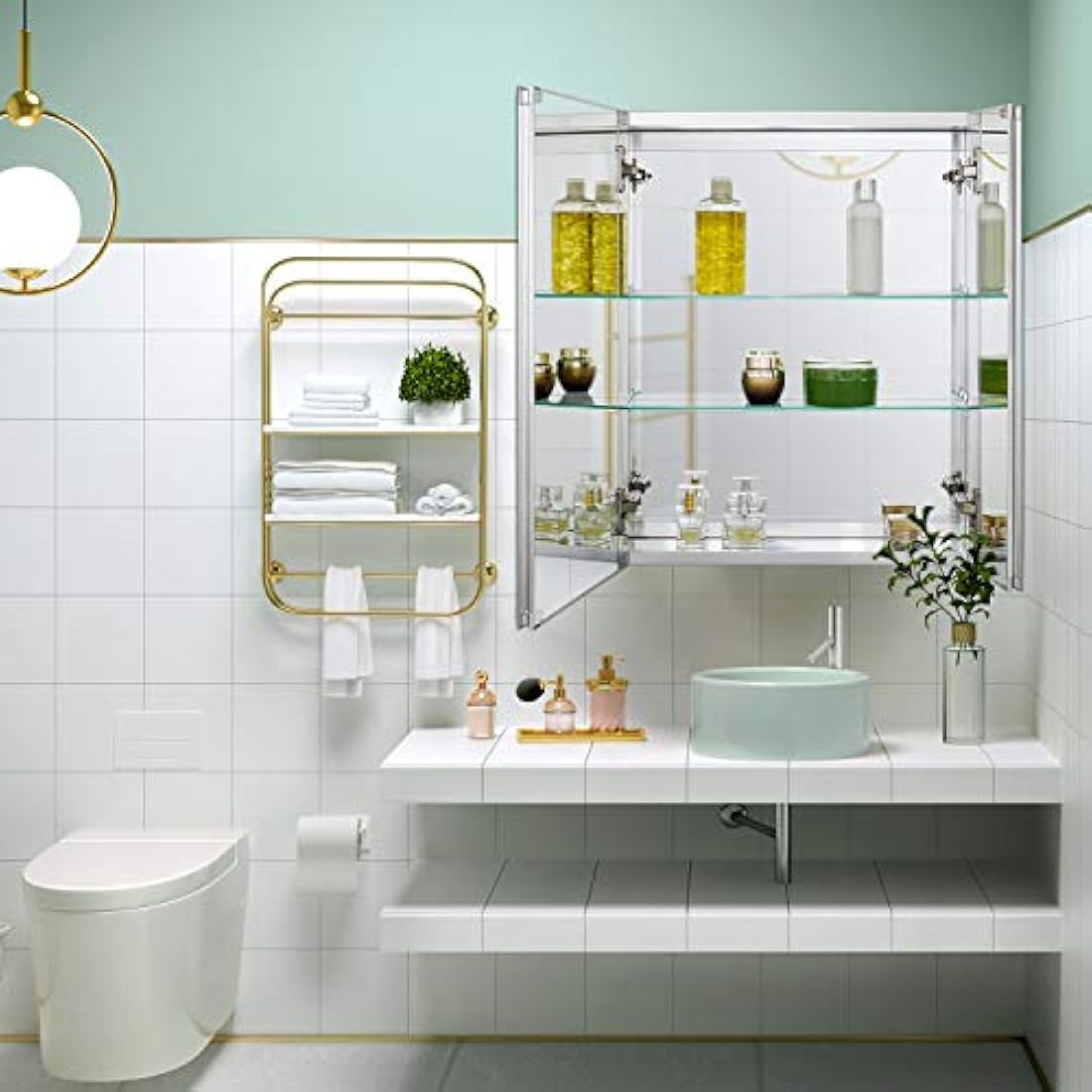 Aluminum Bathroom Mirror Cabinet | Recessed or Surface Mount