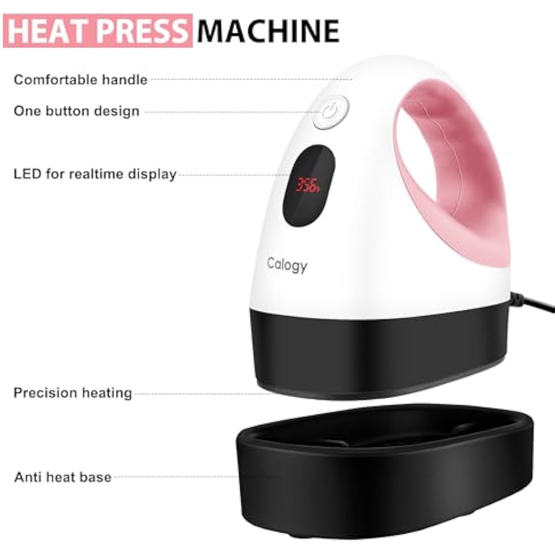 Calogy Mini Heat Press Machine - Portable Craft Iron with LED Display