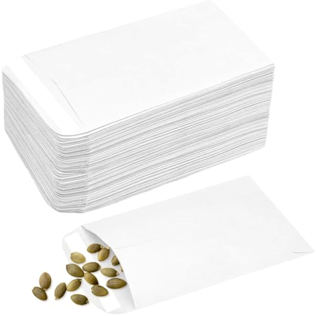 100Pcs Small White Seed Envelopes | Self-Adhesive Coin Packets