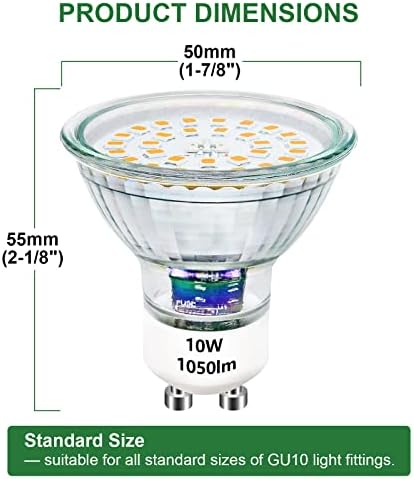 Unikcst GU10 LED Dimmable Bulbs | 10W Warm White 3000K | 10 Pack