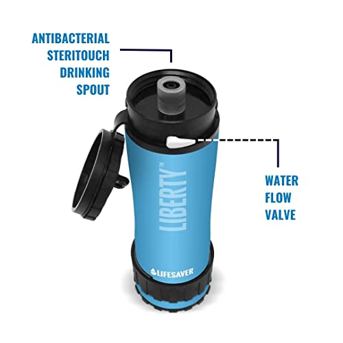 LifeSaver Liberty Water Filter Bottle – 400ml Purifier for Hiking, Blue