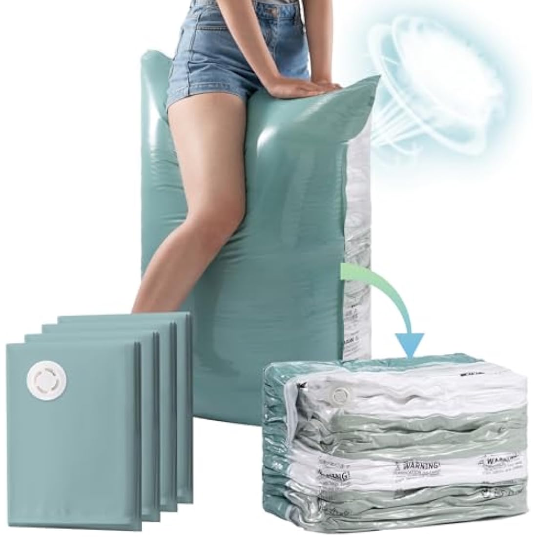 TAILI Jumbo Cube Vacuum Storage Bags | 4 Pack Forest Green Space Saver
