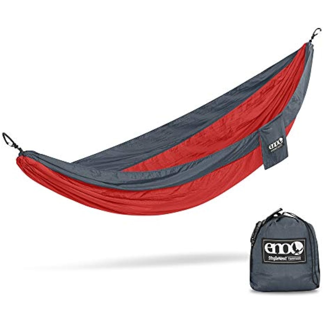 ENO SingleNest Hammock – Red/Charcoal Breathable Nylon Camping Gear