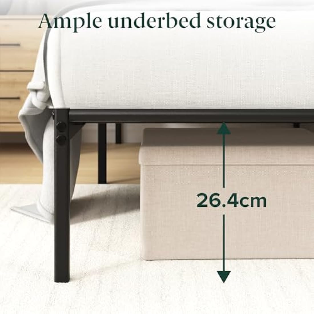 ZINUS Elias Single Bed Frame – 90x190cm Metal Platform Bed – Black
