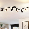 ANWIO 6-Way Black GU10 Ceiling Spotlight Bar | Adjustable Industrial Metal