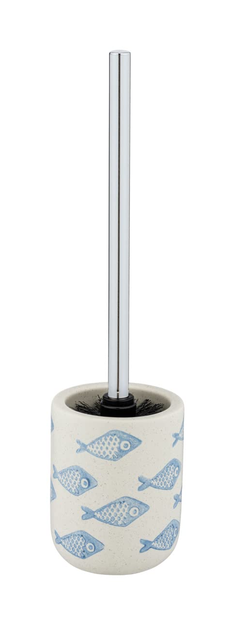 WENKO Aquamarine Ceramic Toilet Brush Holder – Hand-Painted Maritime Decor