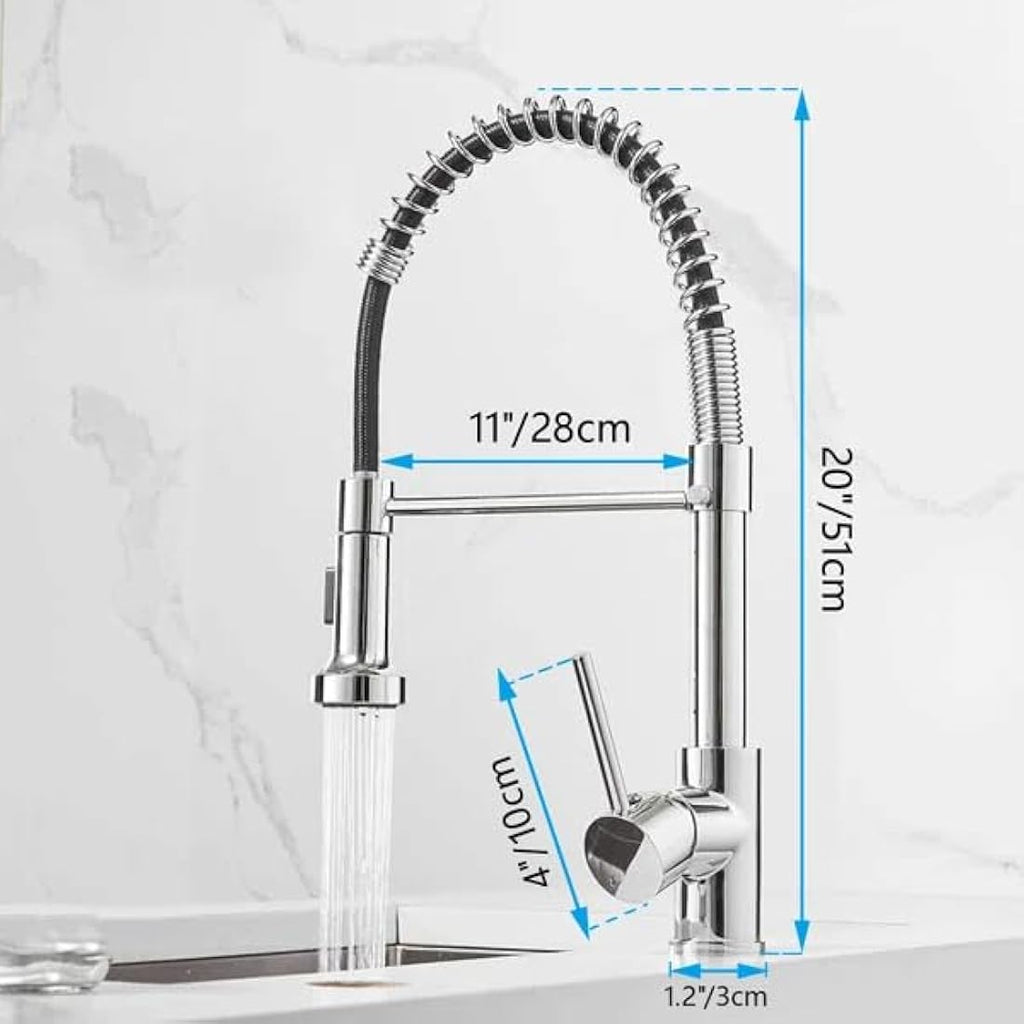 Modern Kitchen Mixer Tap | Dual Spout Pull Out Spray Chrome