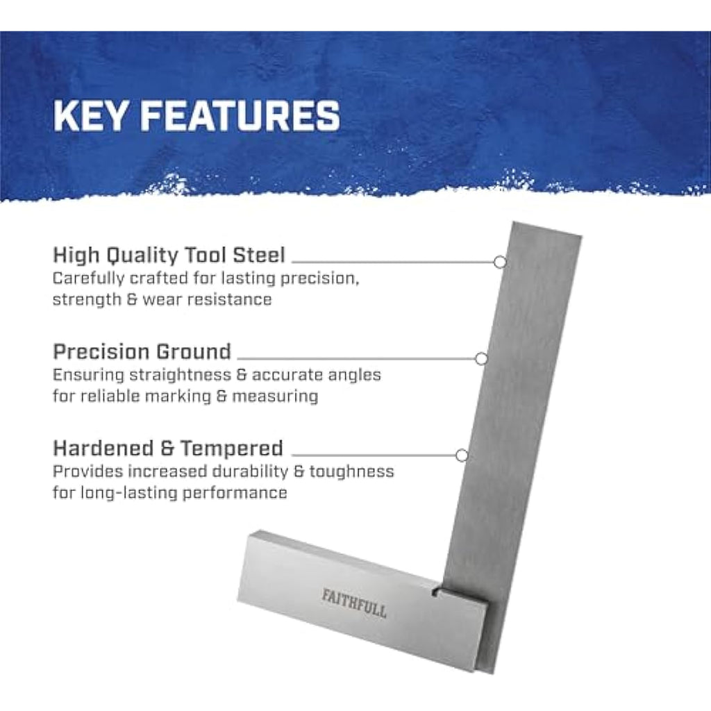 Faithfull Engineers Steel Try Square Set (4 Piece) | 50mm–150mm
