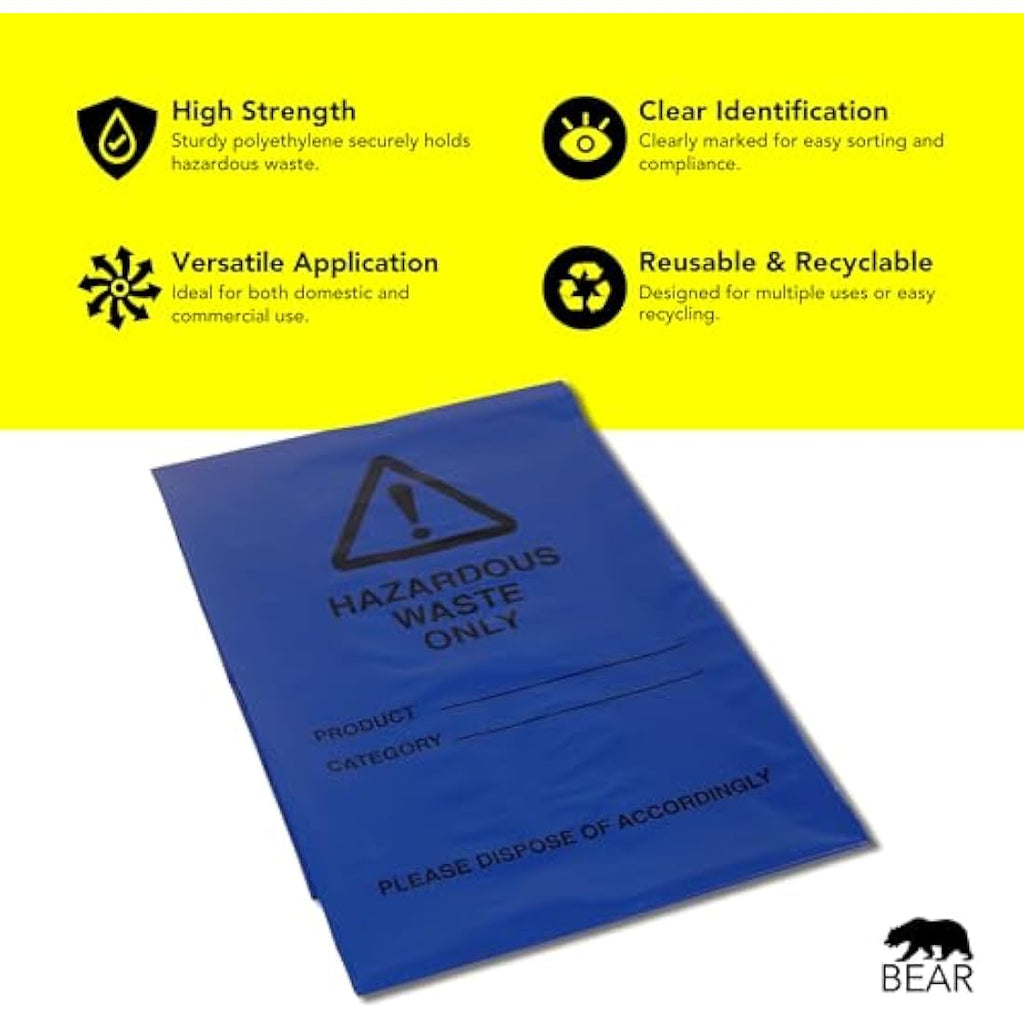 Hazardous Waste Bags – Blue Heavy Duty Disposal (100 Pack)