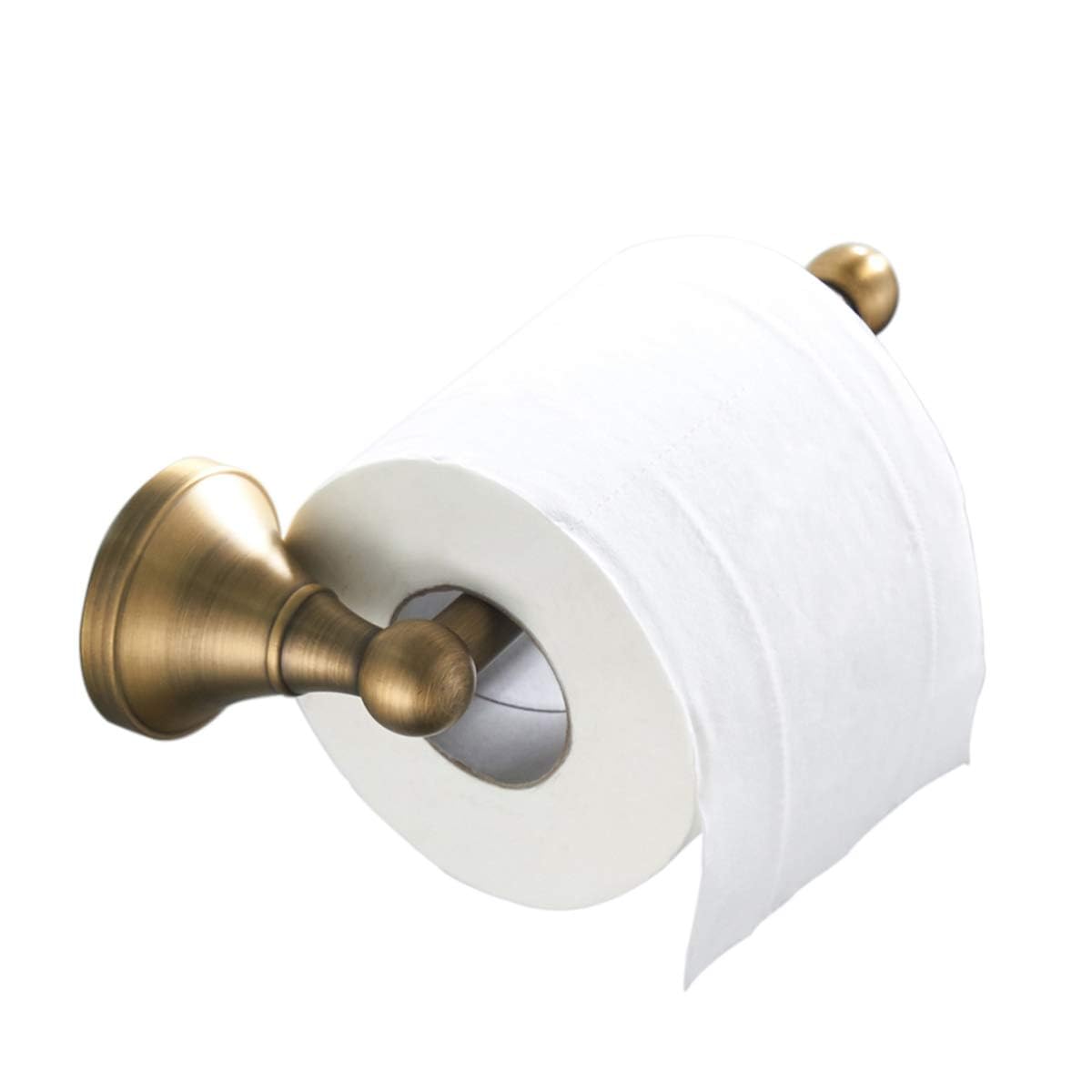 Flybath Antique Brass Toilet Roll Holder | Wall Mounted Tissue Bar, 20cm