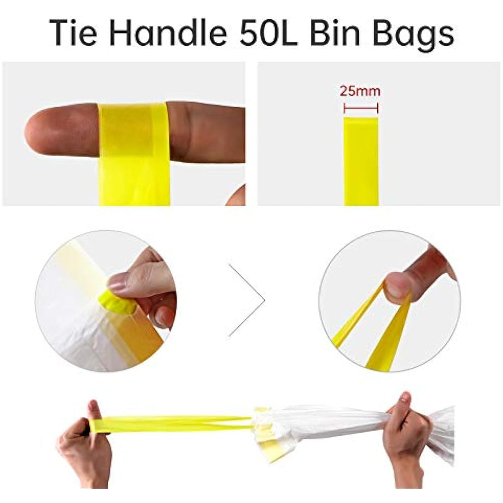 50L Bin Bags – Heavy Duty Drawstring Bin Liners (100 Pack)