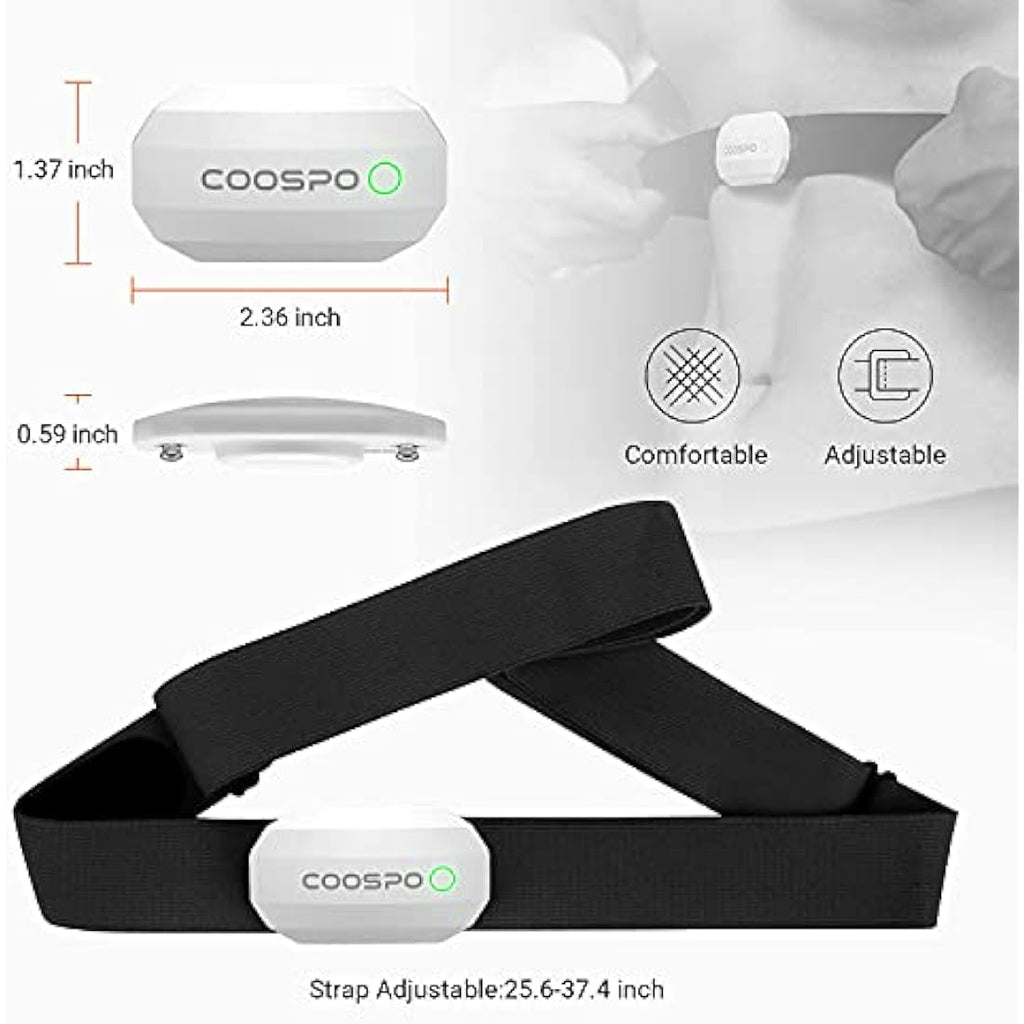 Coospo Heart Rate Monitor Chest Strap – Bluetooth ANT+ IP67 Waterproof