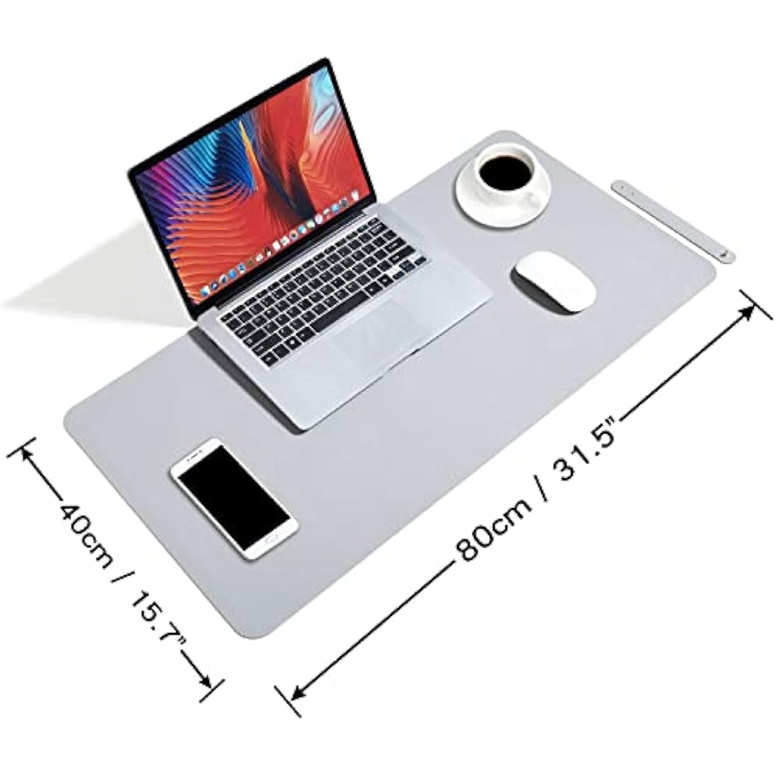DOBAOJIA Extended Mouse Pad | PU Leather Waterproof Desk Mat - Gray