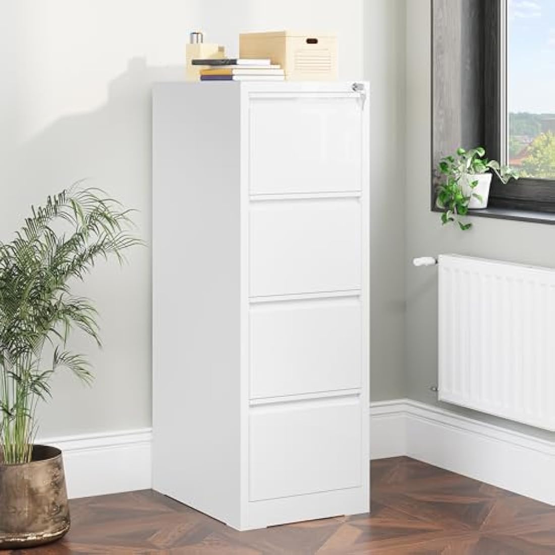 YITAHOME 4-Drawer Metal Filing Cabinet | Lockable Rolling Office Storage