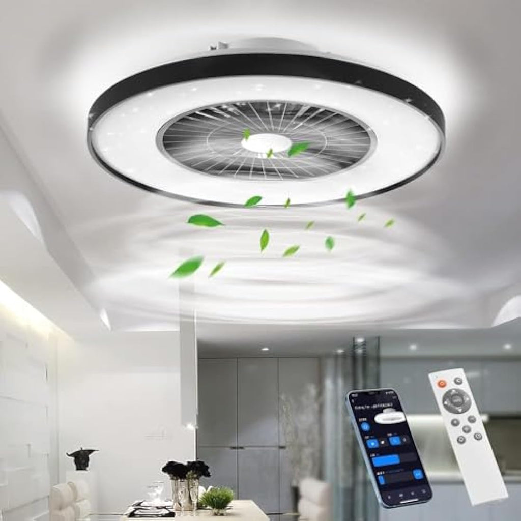 BKZO Smart LED Ceiling Fan with Light | App & Voice Control, Black