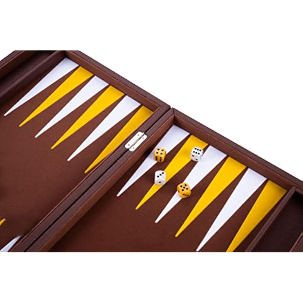 Engelhart Luxury 18" Backgammon Set – Inlaid Velvet & Leatherette Case