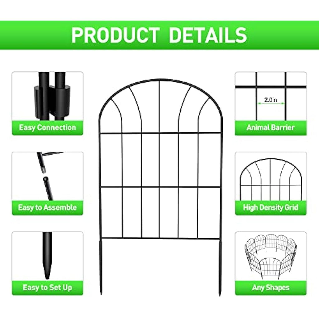 Metal Garden Fence – 10 Pack Rustproof Decorative Wire Panels