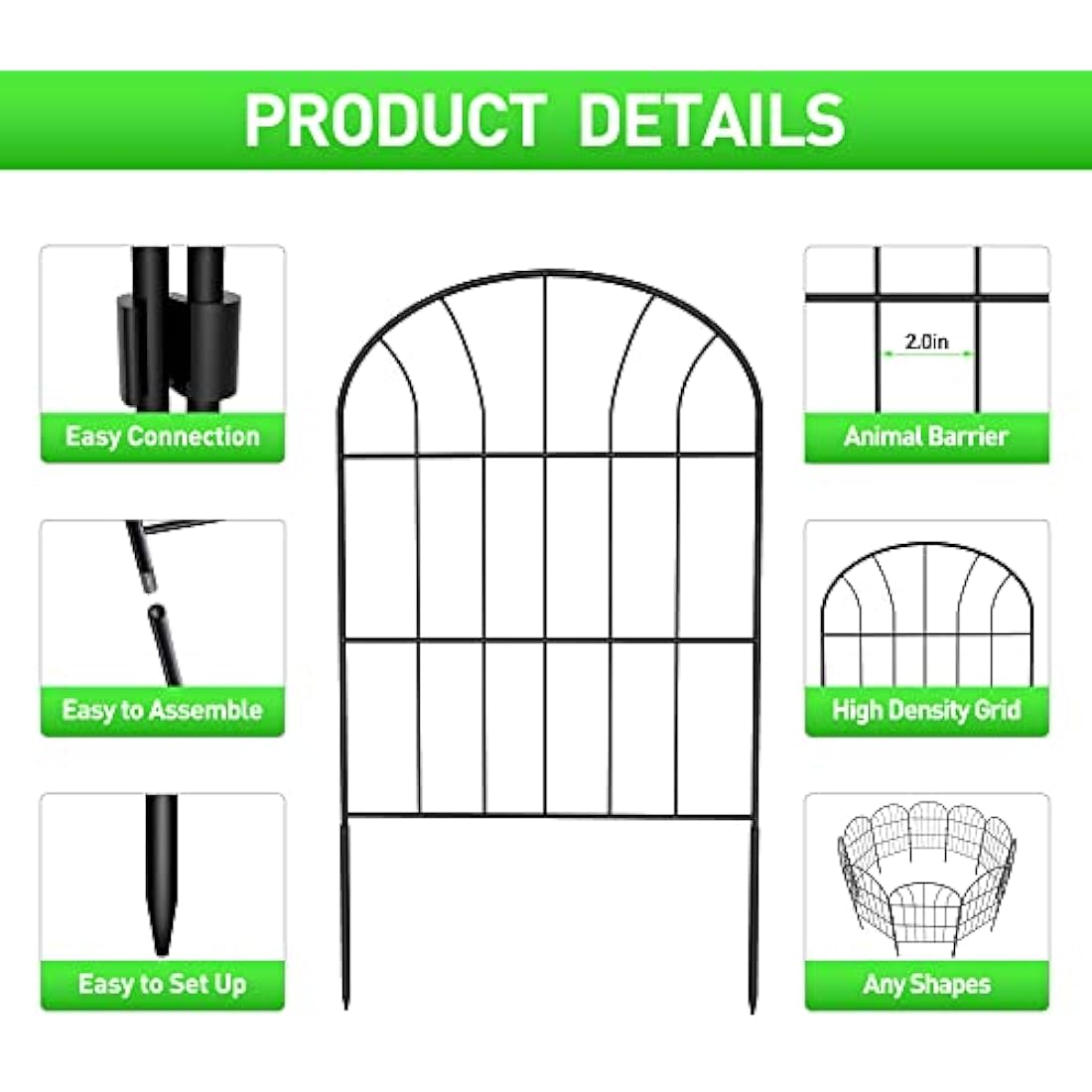 Metal Garden Fence – 10 Pack Rustproof Decorative Wire Panels