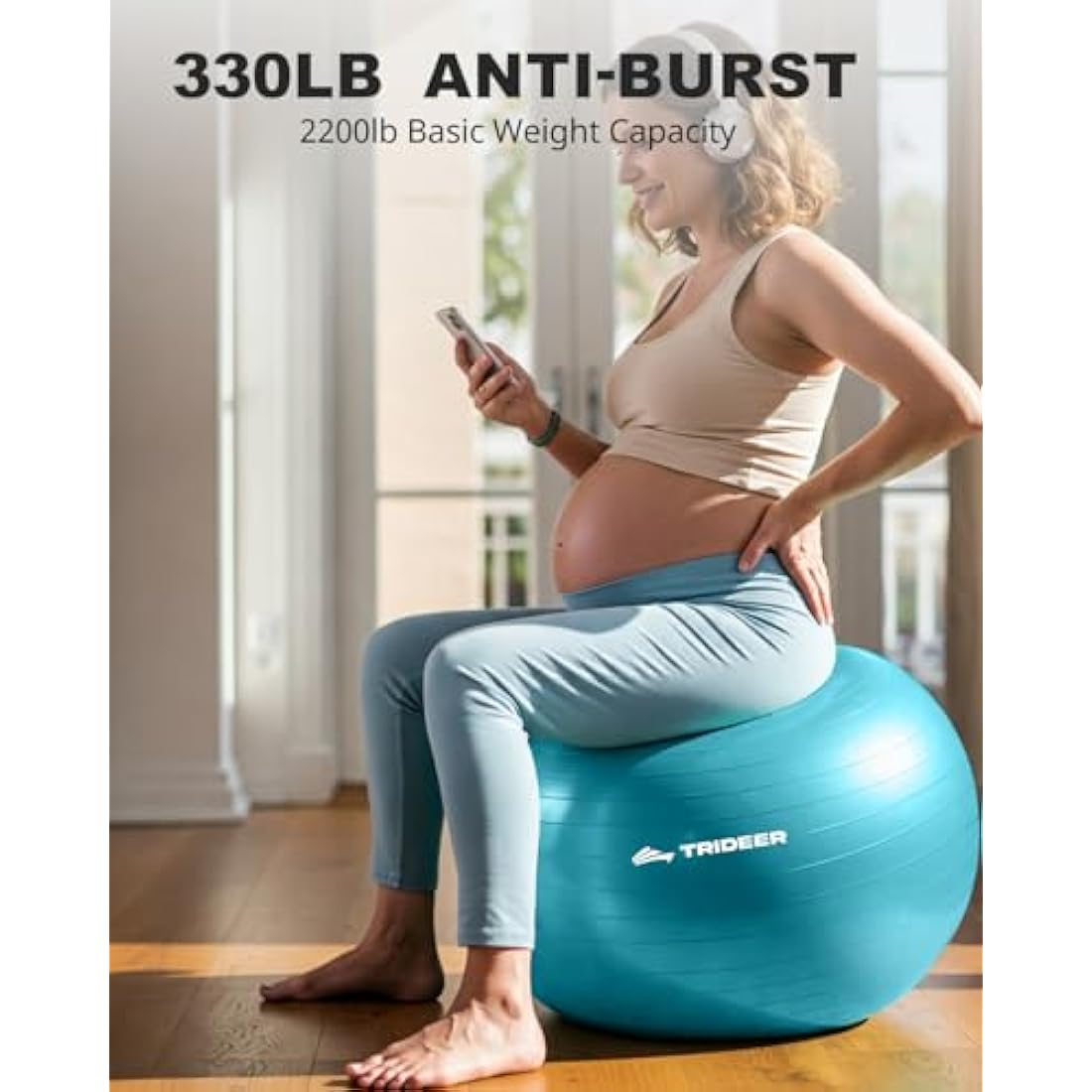 Trideer Exercise Ball – Anti-Burst Yoga Ball for Pregnancy & Office Chair