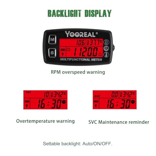 Yooreal Digital Engine Temperature Gauge | Tachometer & Hour Meter – IP67