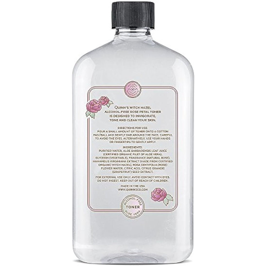 Quinns Rose Petal Witch Hazel Toner | Alcohol-Free Face Cleanser, 16oz